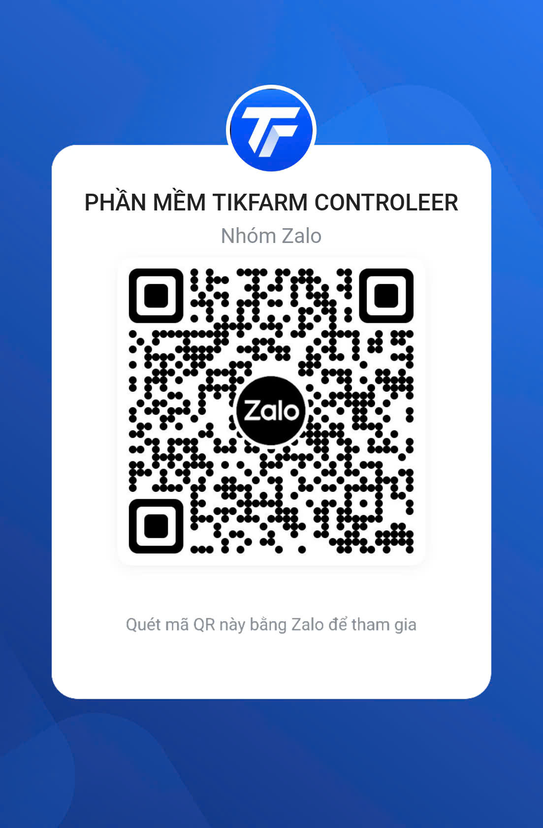 Mã QR tham gia nhóm Zalo TikFarm Controller